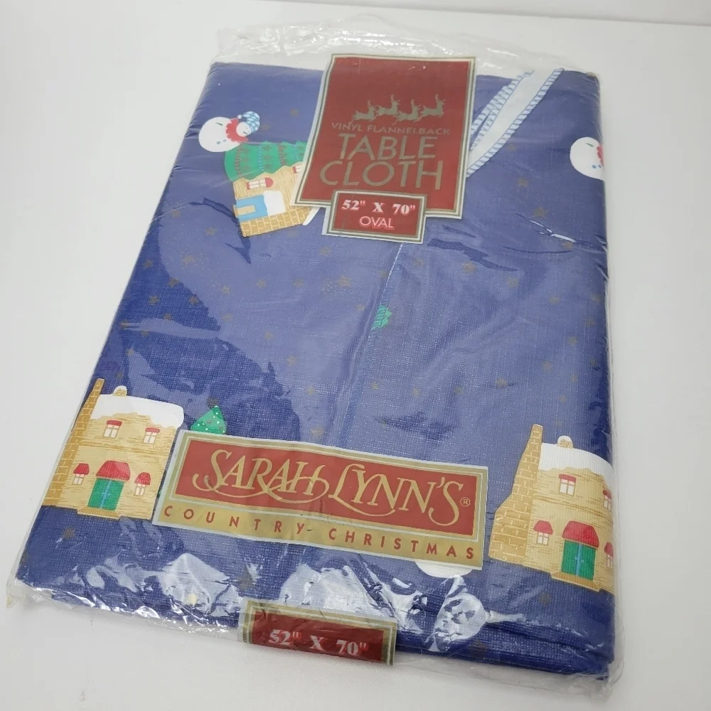 Christmas Table cloth vintage vinyl
